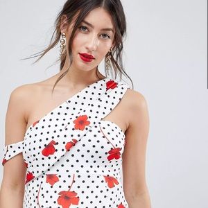ASOS DESIGN Maternity rose and spot pephem midi dress! NWT!